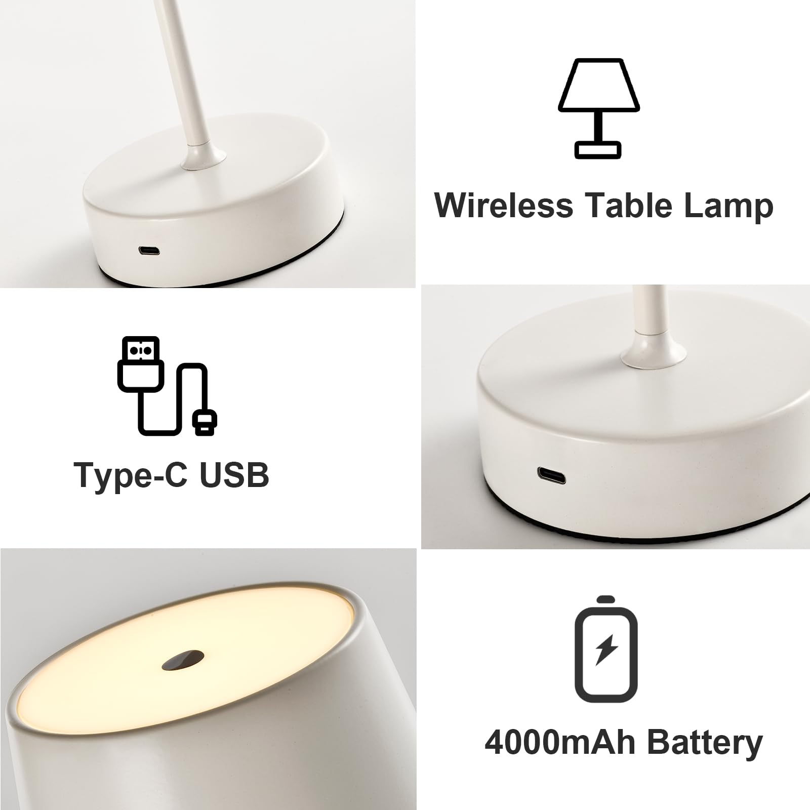 LED-Tischlampe mit Type-C USB-Anschluss an der Basis