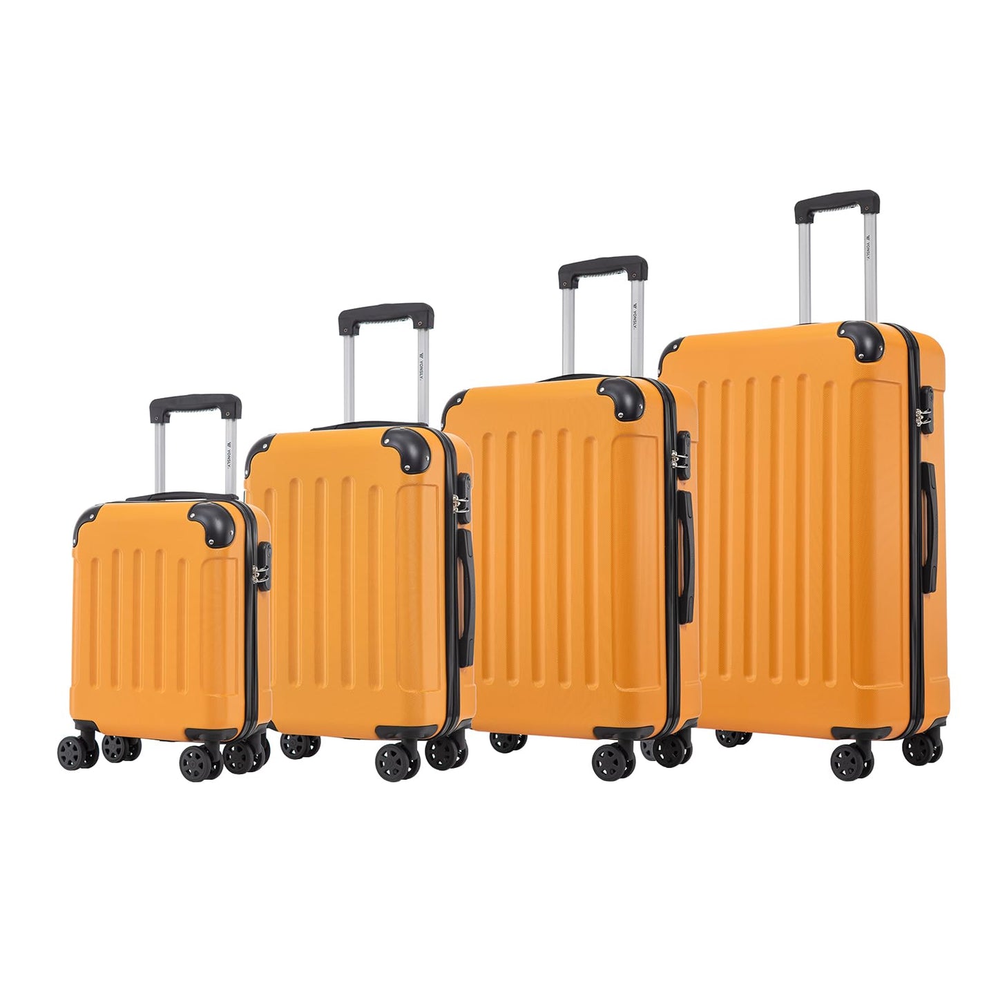 Hartschalen-Kofferset, 4 Rollkoffer in Orange mit 360°-Rollen