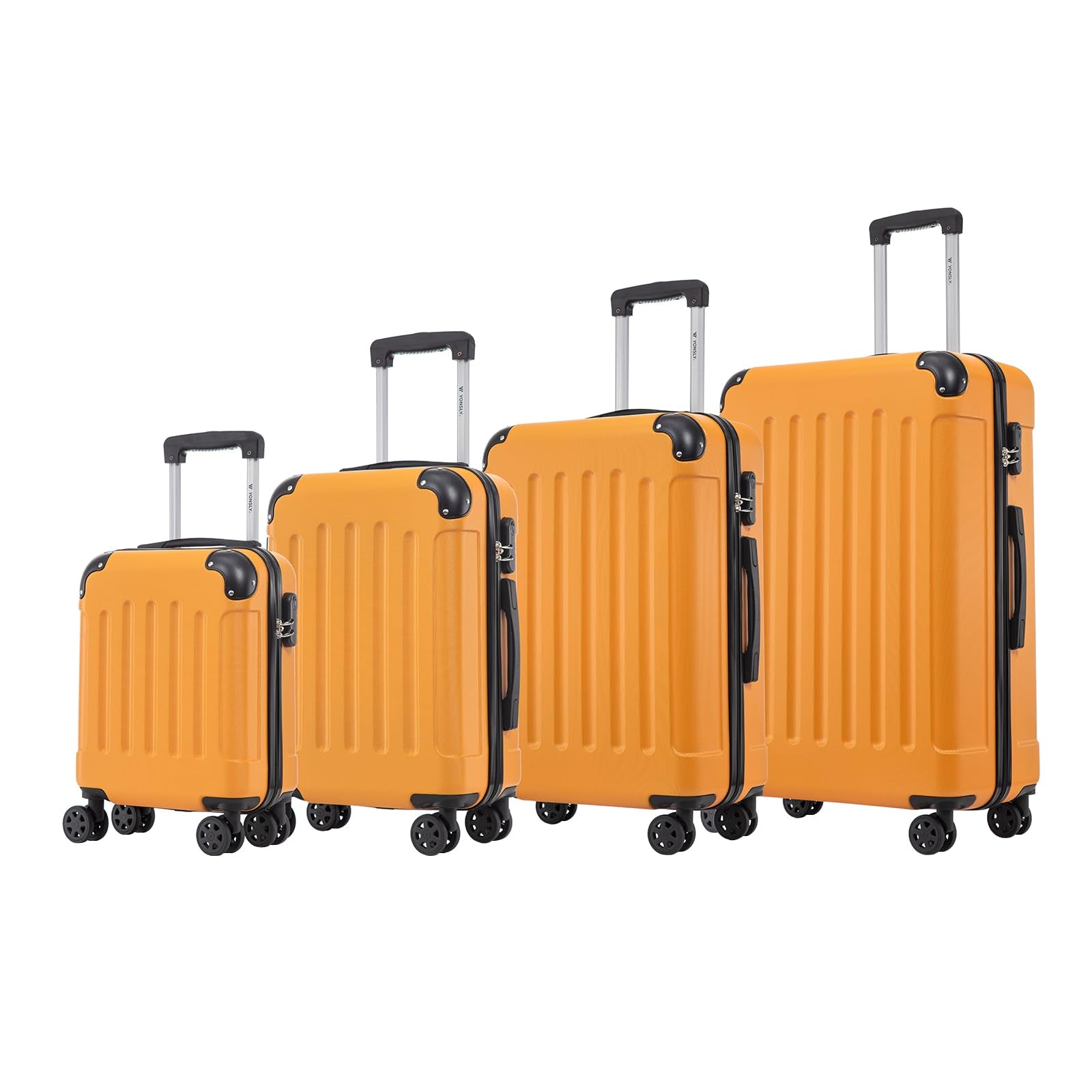 Hartschalen-Kofferset, 4 Rollkoffer in Orange mit 360°-Rollen