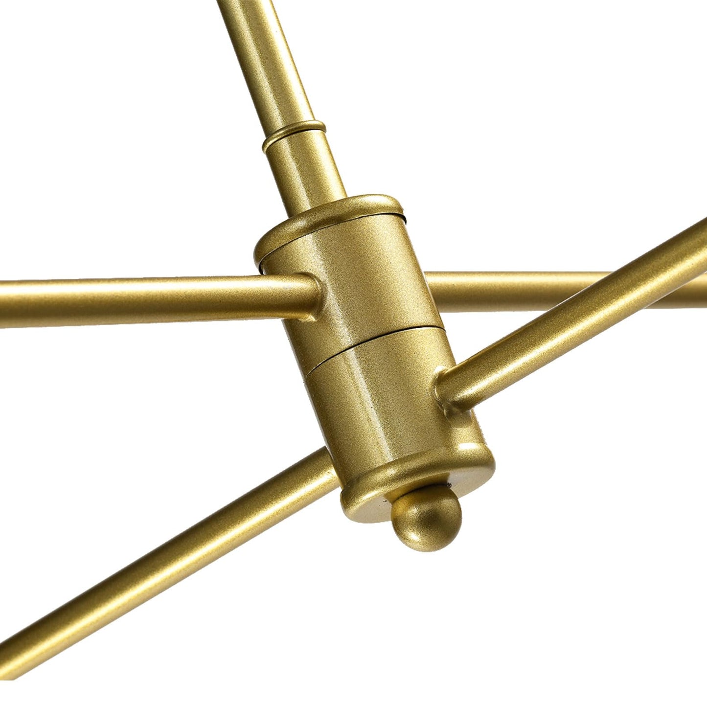 Goldfarbener Lampenarm mit Gelenk und Aufhängungsstange der Pendelleuchte