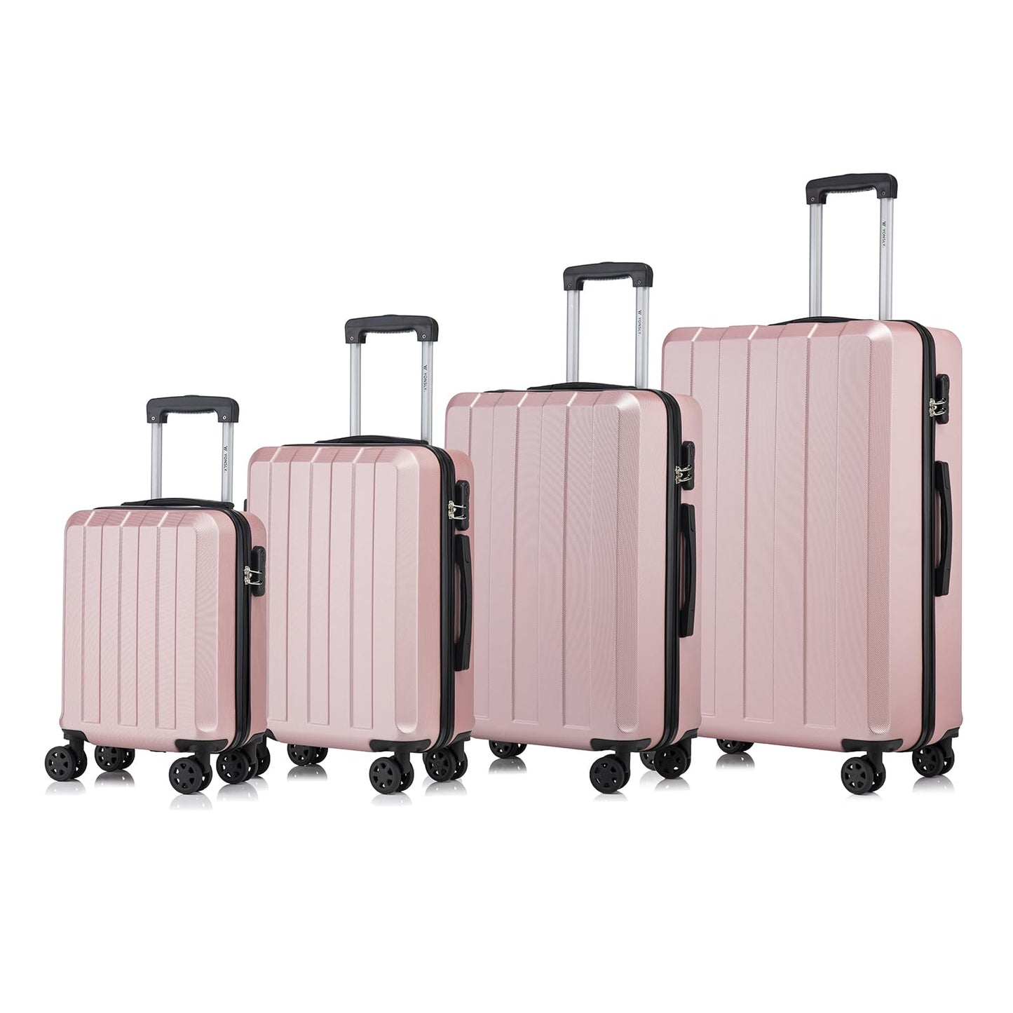 Reisekofferset (4) Hartschalen-Trolleys, roséfarben, mit Teleskopgriffen und Rollen