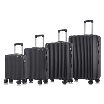 YONSLY® Kofferset mit 4 Rollkoffern, Hartschale, 360°-Rollen, Zahlenschloss, schwarz