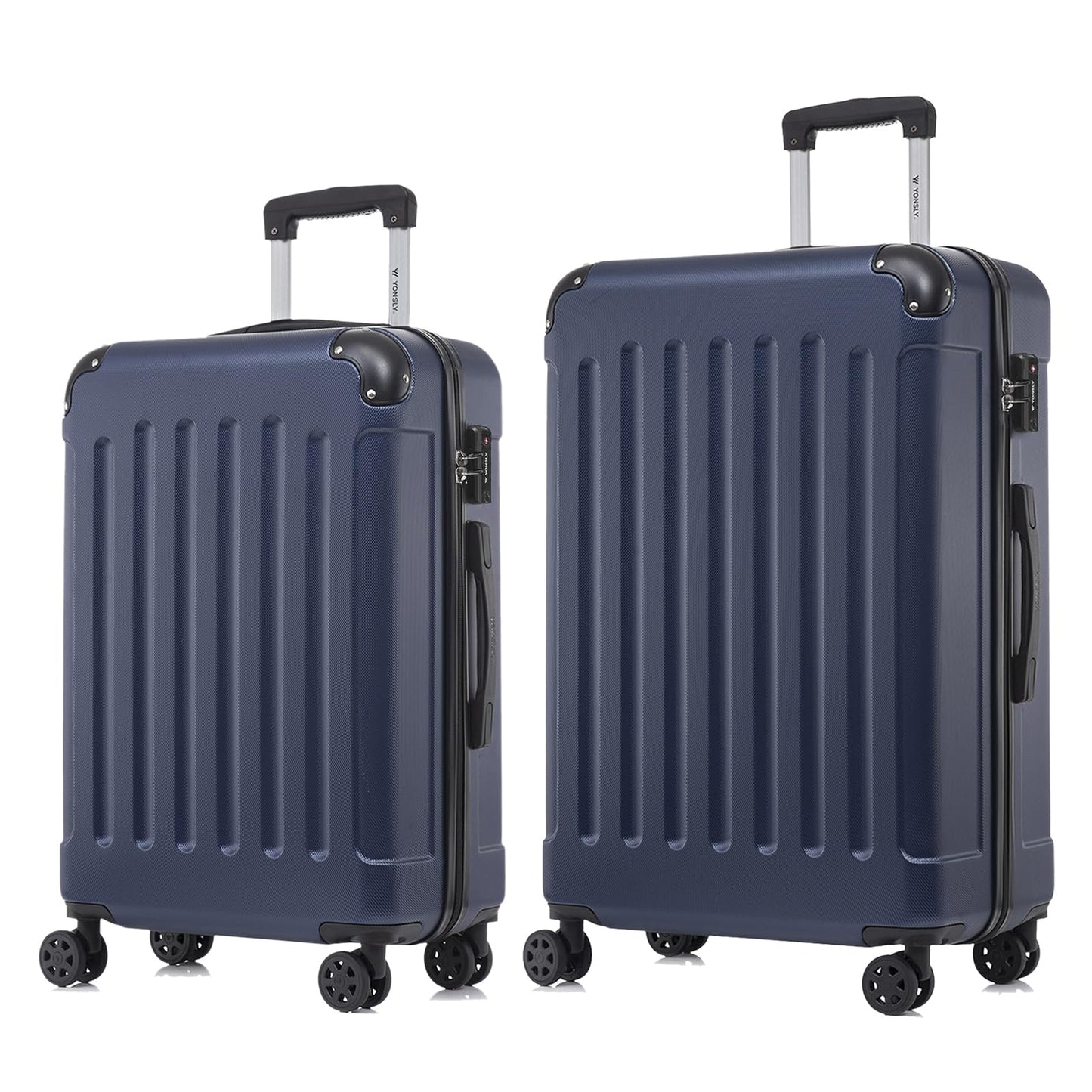 Reisekoffer-Set mit Hartschale, 2 Trolleys, dunkelblau, mit TSA-Schloss, 4 Rollen.