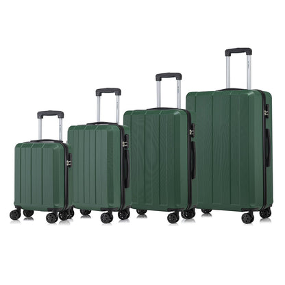 Reisekofferset mit vier Hartschalen-Trolleys, Teleskopgriff und 4 Rollen, dunkelgrün