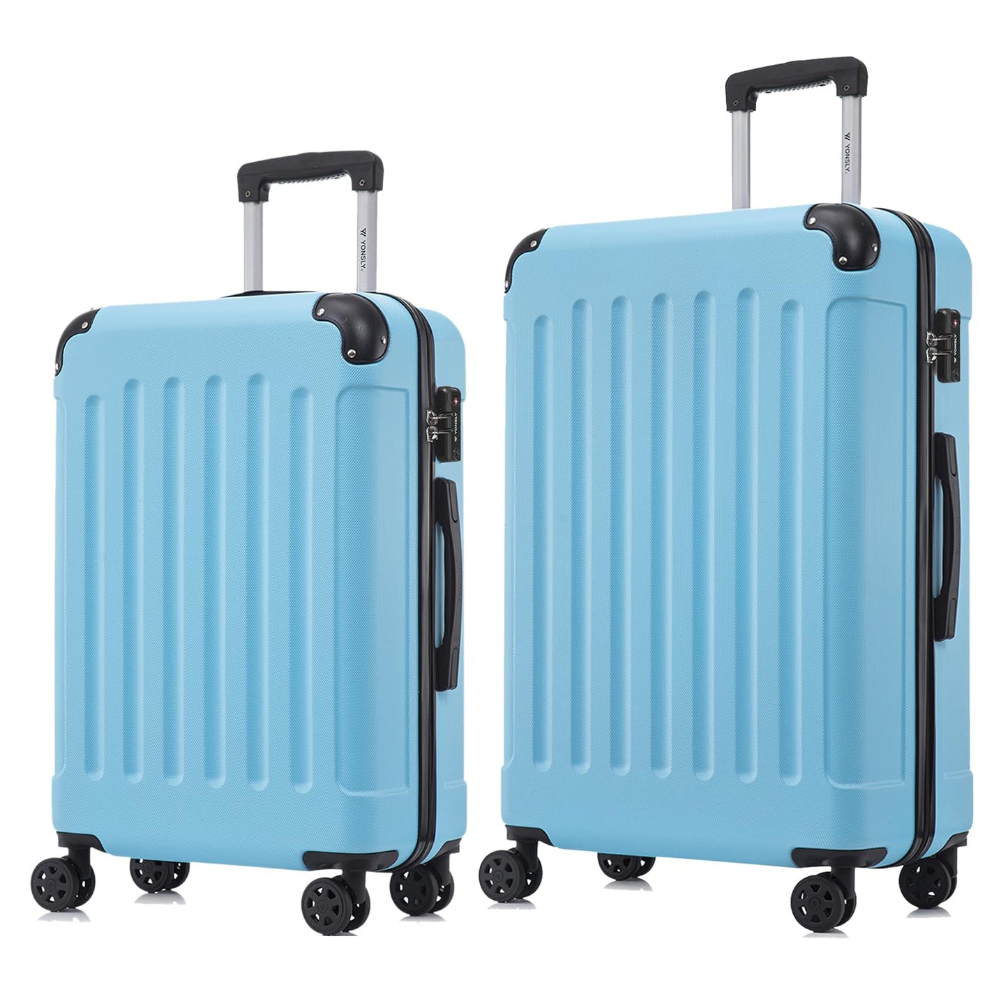 Reisekoffer-Set mit Hartschale, 2 Trolleys, türkisblau, mit TSA-Schloss, 4 Rollen.
