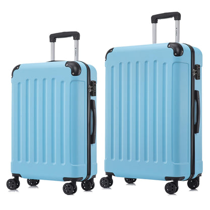 Reisekoffer-Set mit Hartschale, 2 Trolleys, türkisblau, mit TSA-Schloss, 4 Rollen.