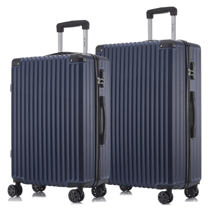Dunkelblaues Hartschalen-Trolleykoffer-Set mit 4 Rollen, doppeltem Griff und Zahlenschloss