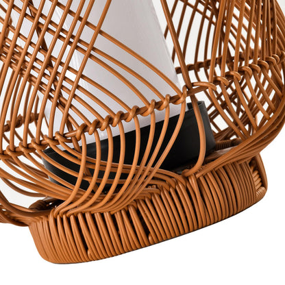 Rattan-Solarlaterne Detail: geflochtenes Korbgeflecht mit schwarzem Innenbereich