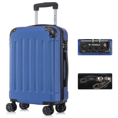 Blauer Hartschalen-Reisekoffer mit 4 Rollen, Teleskopgriff und TSA-Schloss