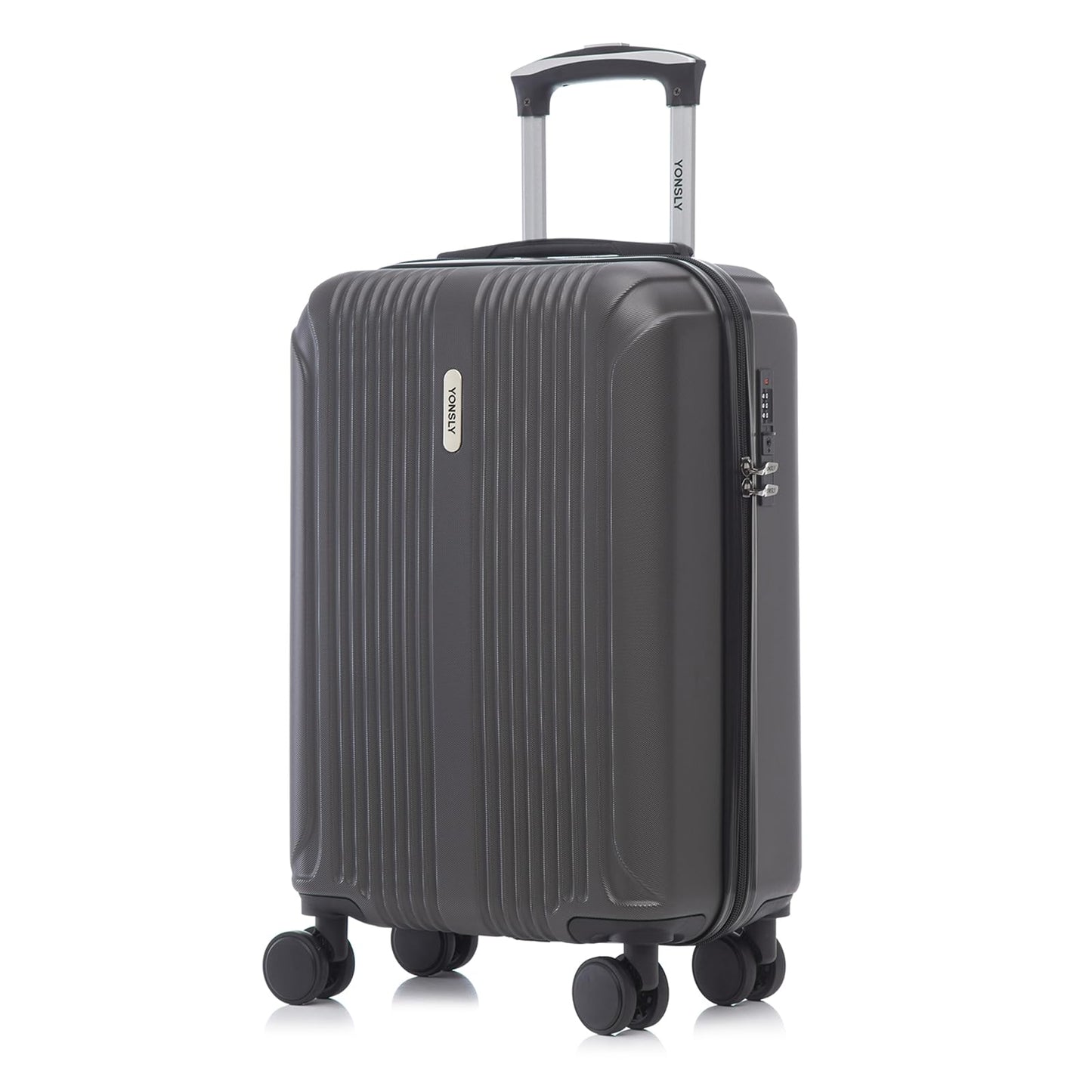 Reisekoffer mit Hartschale, schwarzer Koffer mit 4 Rollen und ausziehbarem Trolleygriff