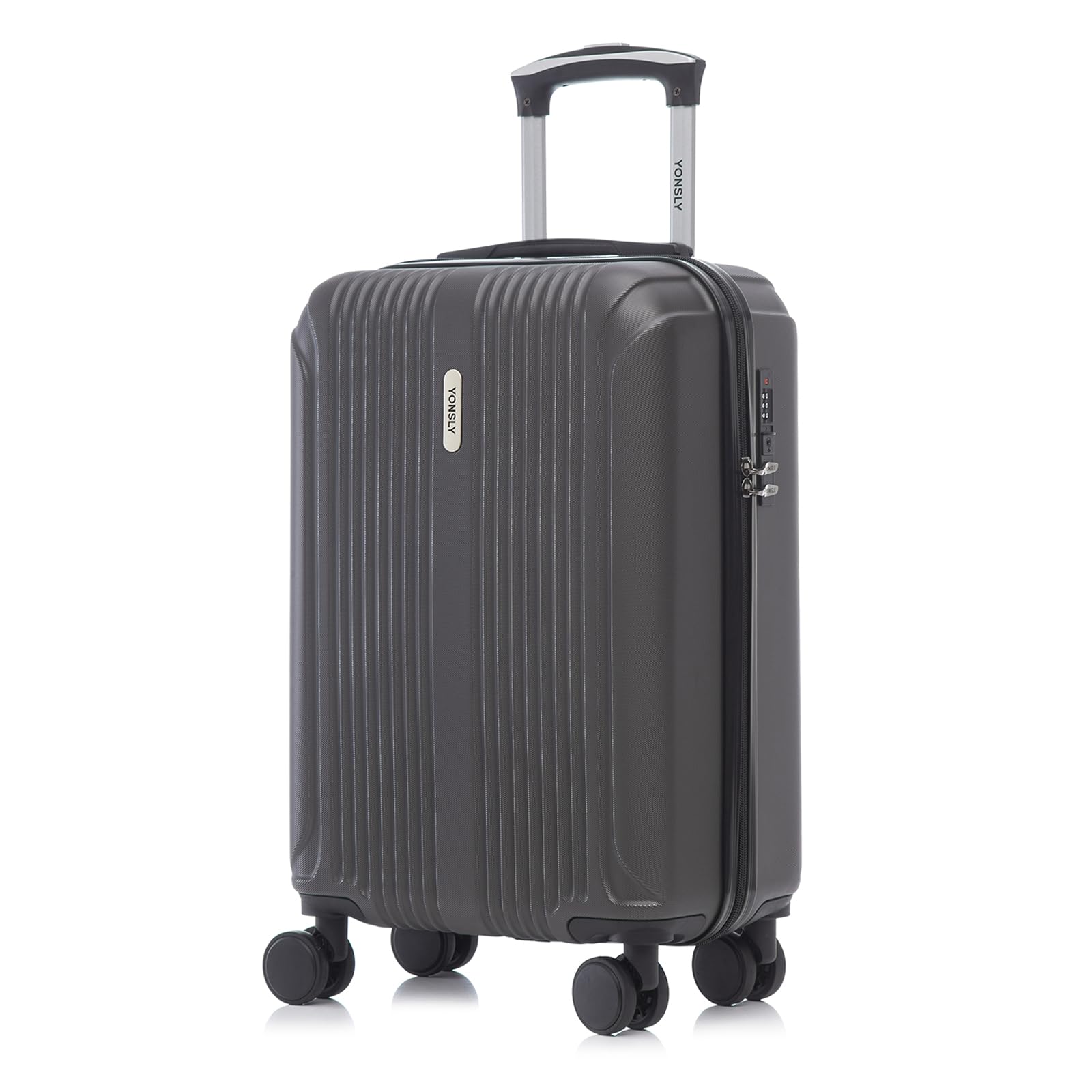 Reisekoffer mit Hartschale, schwarzer Koffer mit 4 Rollen und ausziehbarem Trolleygriff
