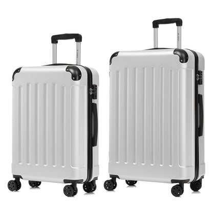 Reisekoffer-Set mit Hartschale, 2 Trolleys, hellgrau, mit TSA-Schloss, 4 Rollen.