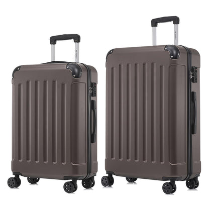 Reisekoffer-Set mit Hartschale, 2 Trolleys, dunkelbraun, mit TSA-Schloss, 4 Rollen.