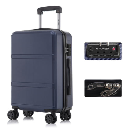 Hartschalen-Kabinenkoffer dunkelblau mit TSA-Schloss, 4 Rollen und Trolleygriff