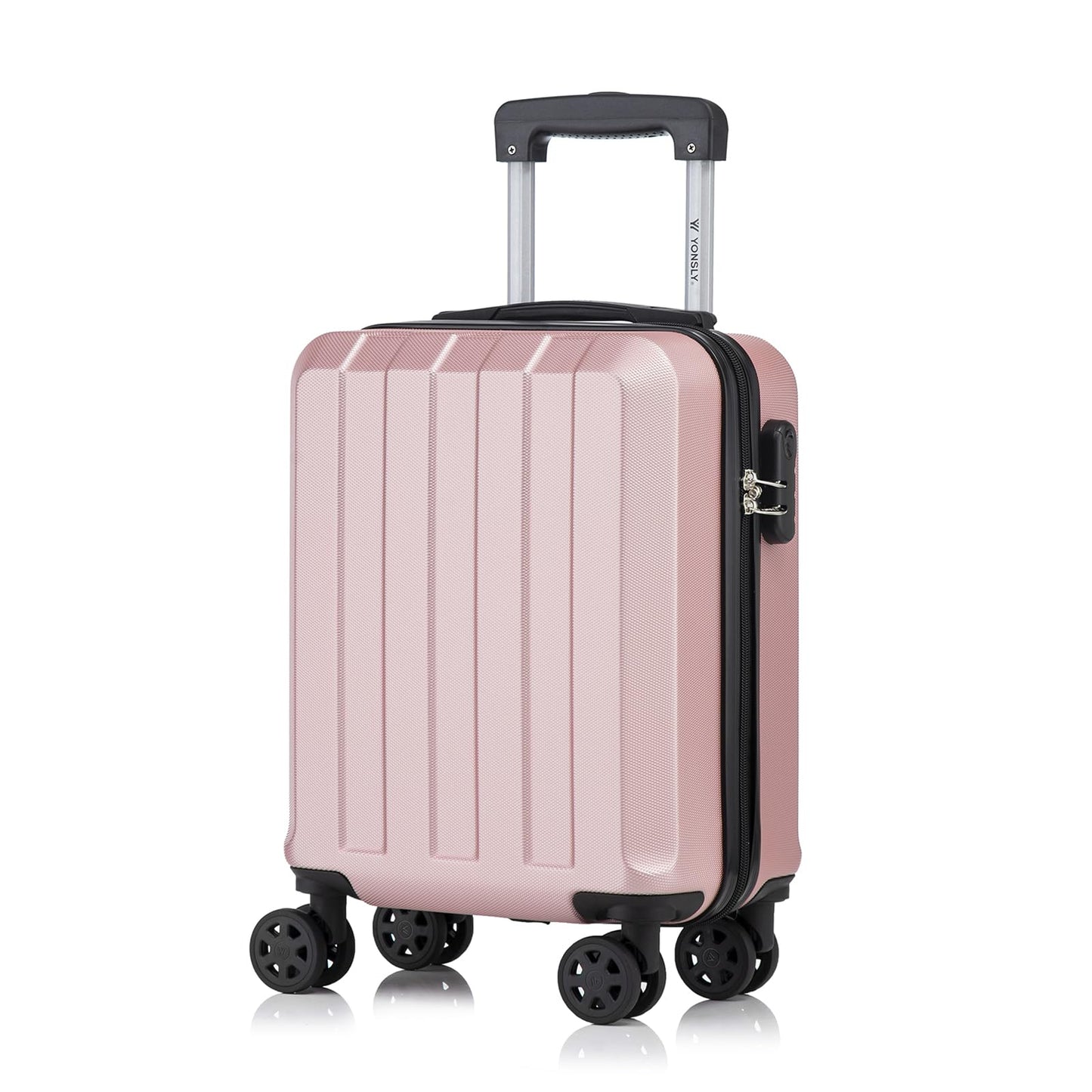 Hartschalen-Trolleykoffer in Roségold mit 360°-Rollen, ausziehbarem Griff und Frontverschluss