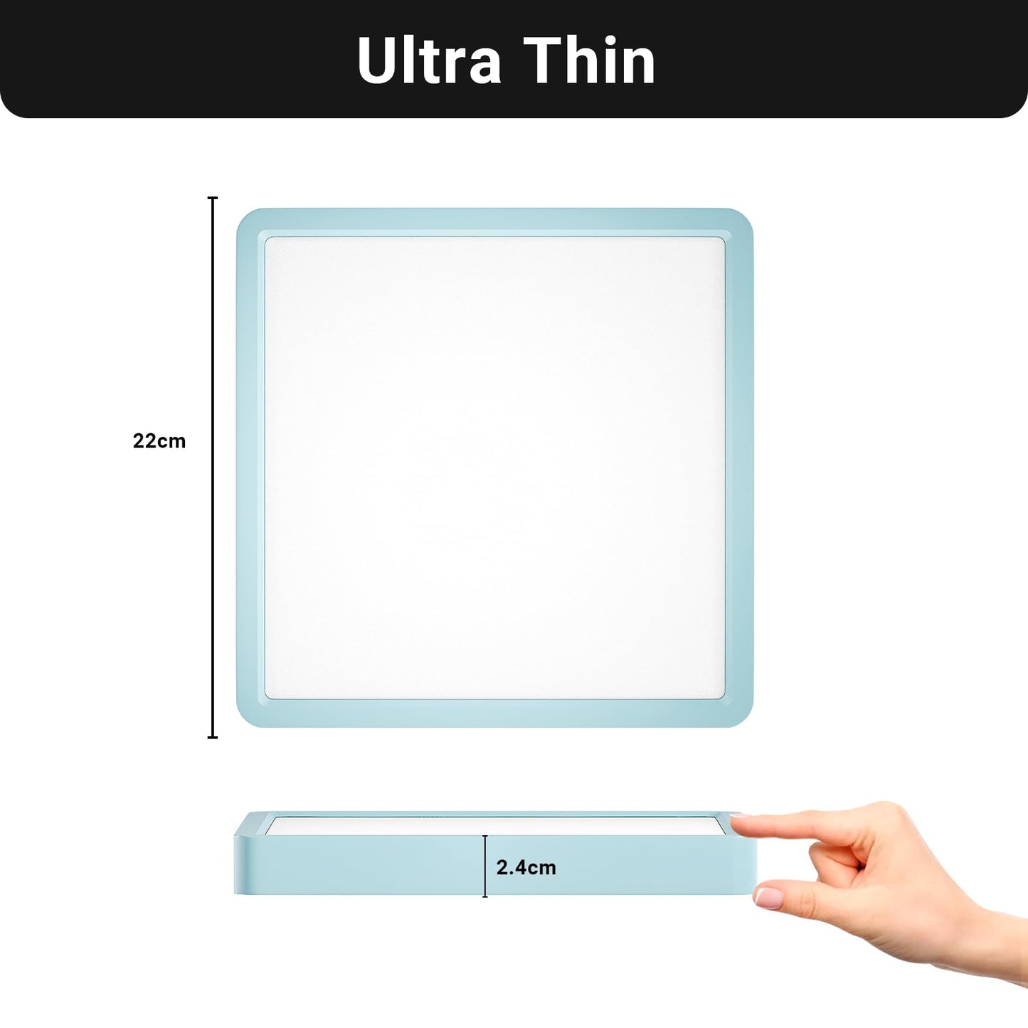 Ultra-dünne quadratische LED-Deckenleuchte, blau eingefasst, flaches Gehäuse