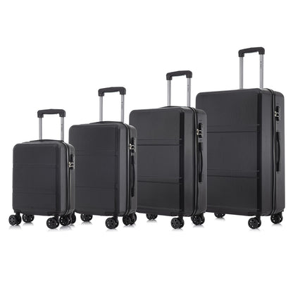 Hartschalen-Trolley-Reisekoffer-Set (4er), dunkel, mit 4 Rollen und ausziehbarem Griff