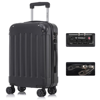 Hartschalen-Reisekoffer in Schwarz mit TSA-Schloss, 4 Doppelrollen und ausziehbarem Trolleygriff.