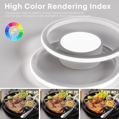 LED-Deckenleuchte mit doppelläufigem Ring, gleichmäßig leuchtender Lichtscheibe, weiß
