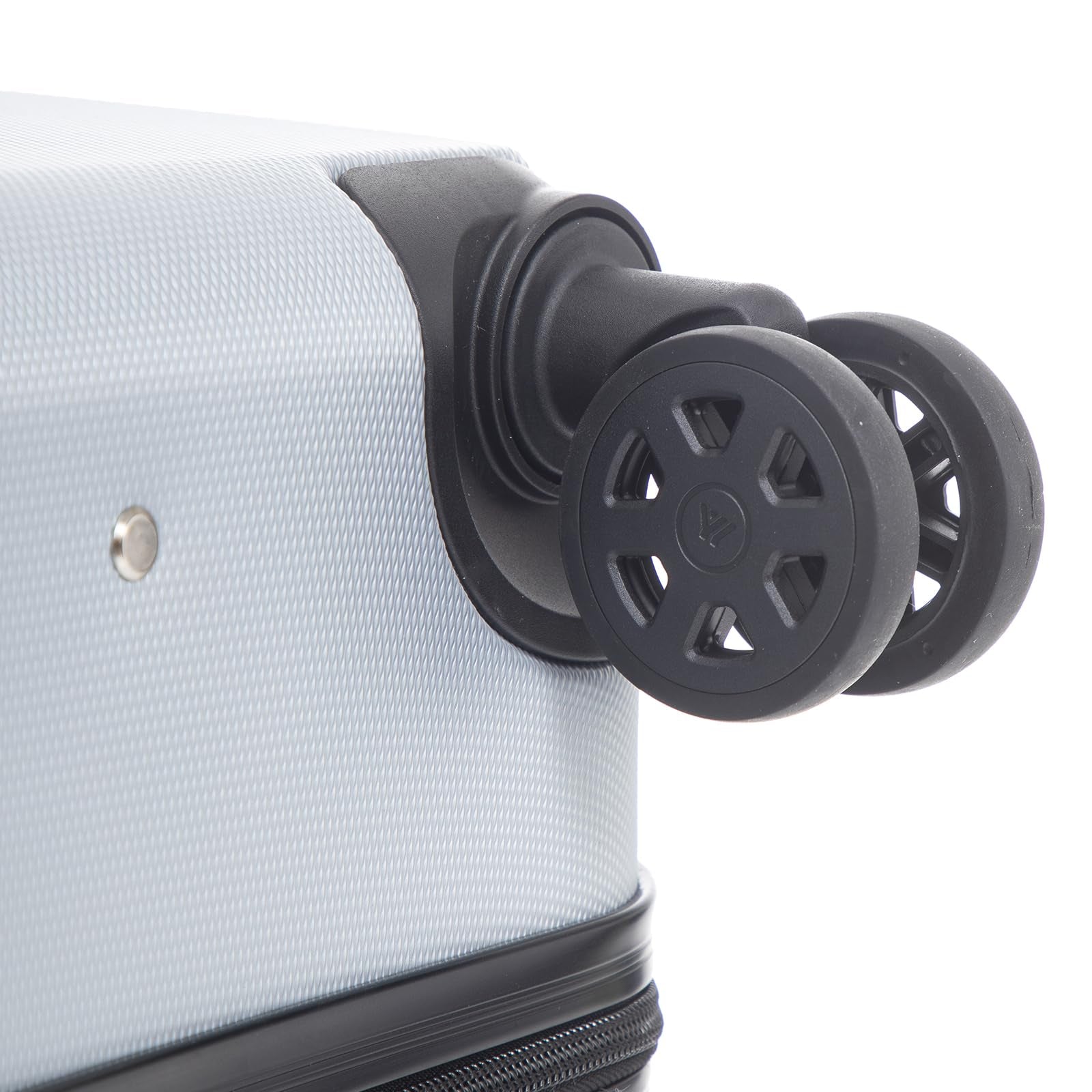 Rollenaggregat eines Hartschalen-Reisekoffers mit 360°-Laufrollen