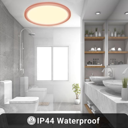 LED-Deckenleuchte rund im Bad, warmweißer Lichtkreis, IP44-Wasserschutz