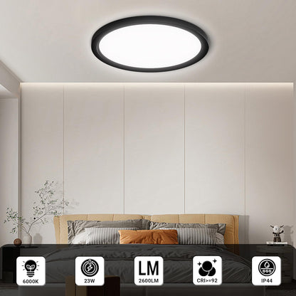 Runde LED-Deckenleuchte mit schwarzem Rand, flachem Design, gleichmäßig leuchtender Fläche