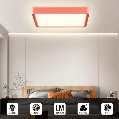 Quadratische LED-Deckenleuchte mit rotem Rahmen, gleichmäßiges Licht an der Decke