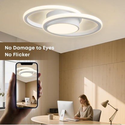 LED-Deckenleuchte mit zwei Ringen, weiß, gleichmäßiges Licht, rund an der Decke