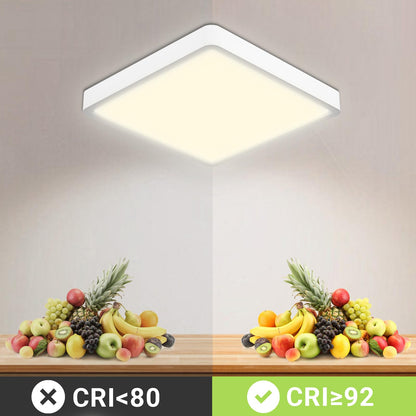 Quadratische LED-Deckenleuchte mit weißem Rahmen, CRI-Leistungsanzeige