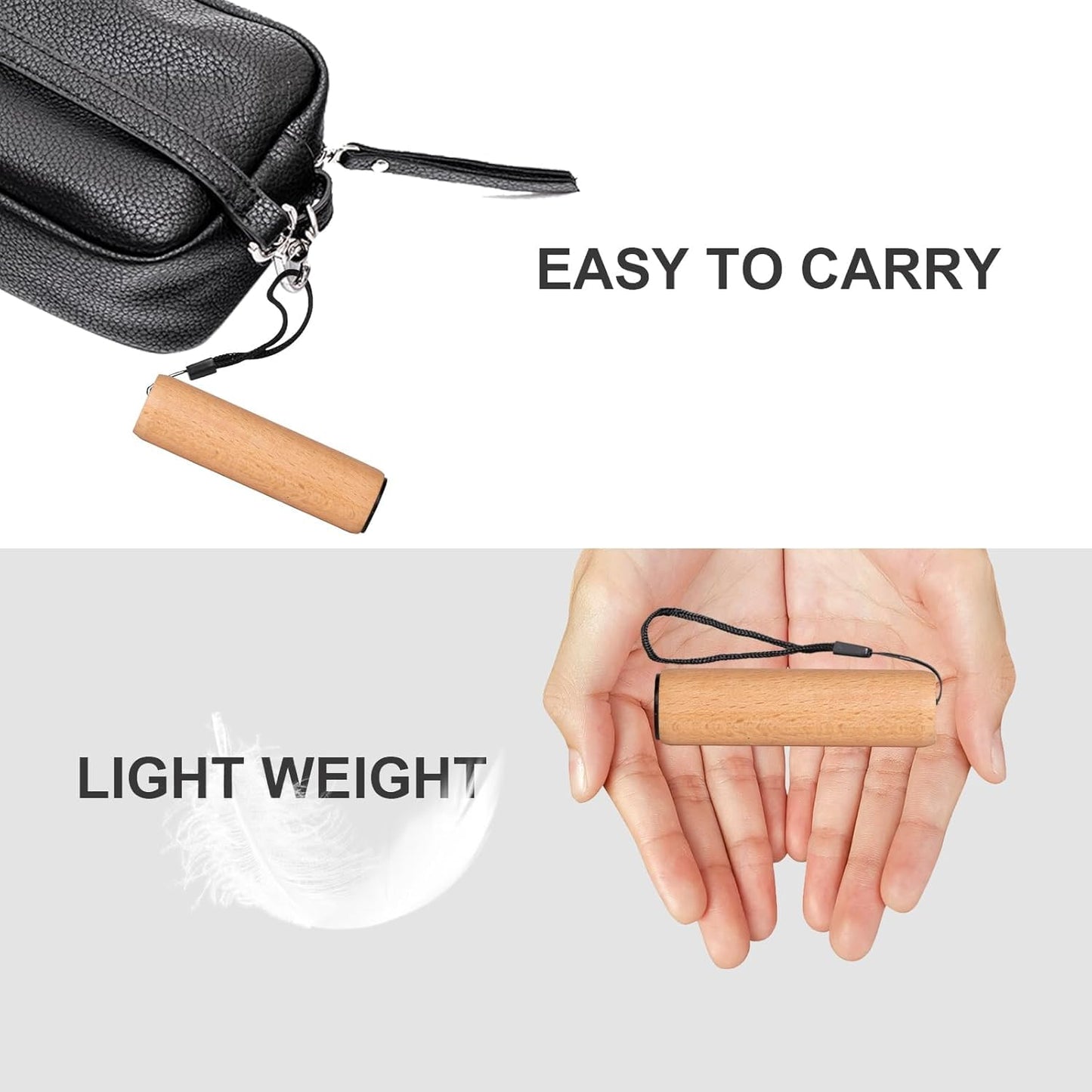 Mini-Taschenlampe mit Holzschale, leicht, mit Tragetasche