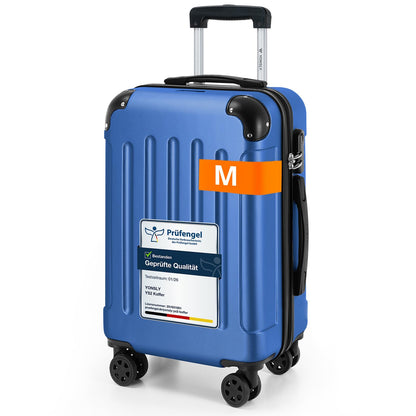 Blauer Hartschalen-Reisekoffer mit Teleskopgriff und Lenkrollen, Größe M