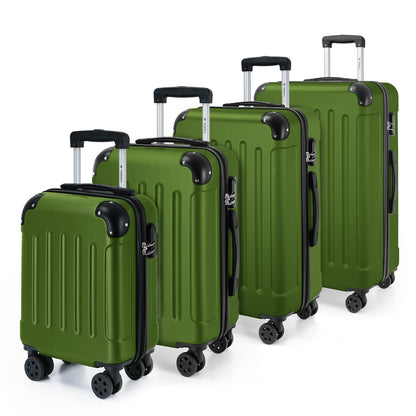 Hartschalen-Gepäckset mit drei Trolleys in Olivegrün, Kantenprofil und 4 Rollen