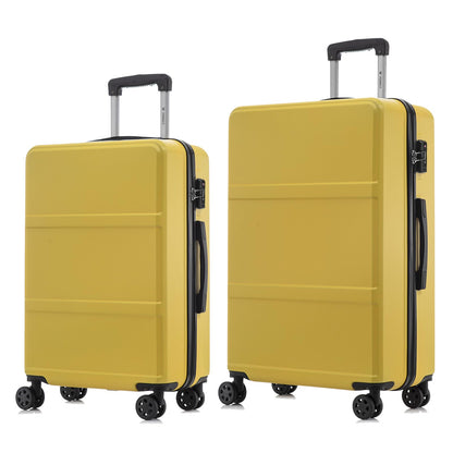 Reisekoffer-Set mit Hartschale, Trolleygriff, 4 Rollen und Schloss, gelb