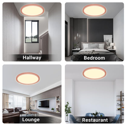 LED-Deckenleuchte für mehrere Räume, rundes Design mit warmweißem Lichtkreis