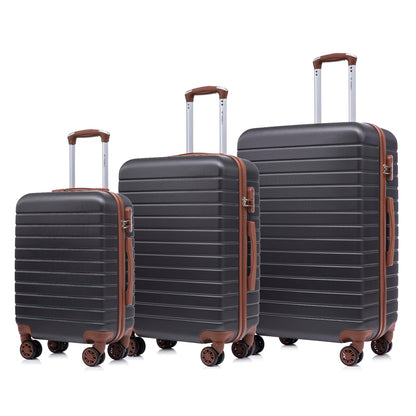 Hartschalen-Kofferset (3 Trolleys) dunkelgrau, 4 Rollen, Zahlenschloss, Teleskopgriff