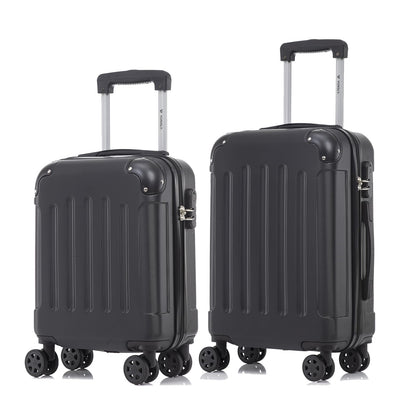 Koffer-Set aus Hartschale in Schwarz, mit Teleskopgriff und 4 Rollen (2er-Set, S/M)