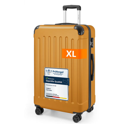 Hartschalen-Trolley-Gepäckkoffer, orange, Größe XL, mit Zahlenschloss und 4 Rollen