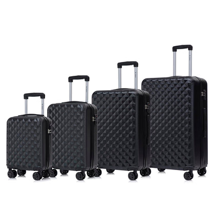 Hartschalenkoffer-Set mit 4 Rollen und Trolleygriff, schwarz, 4 Größen