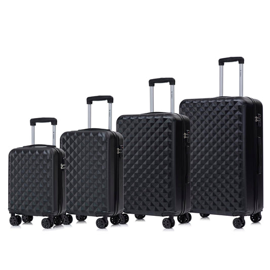 Hartschalenkoffer-Set mit 4 Rollen und Trolleygriff, schwarz, 4 Größen