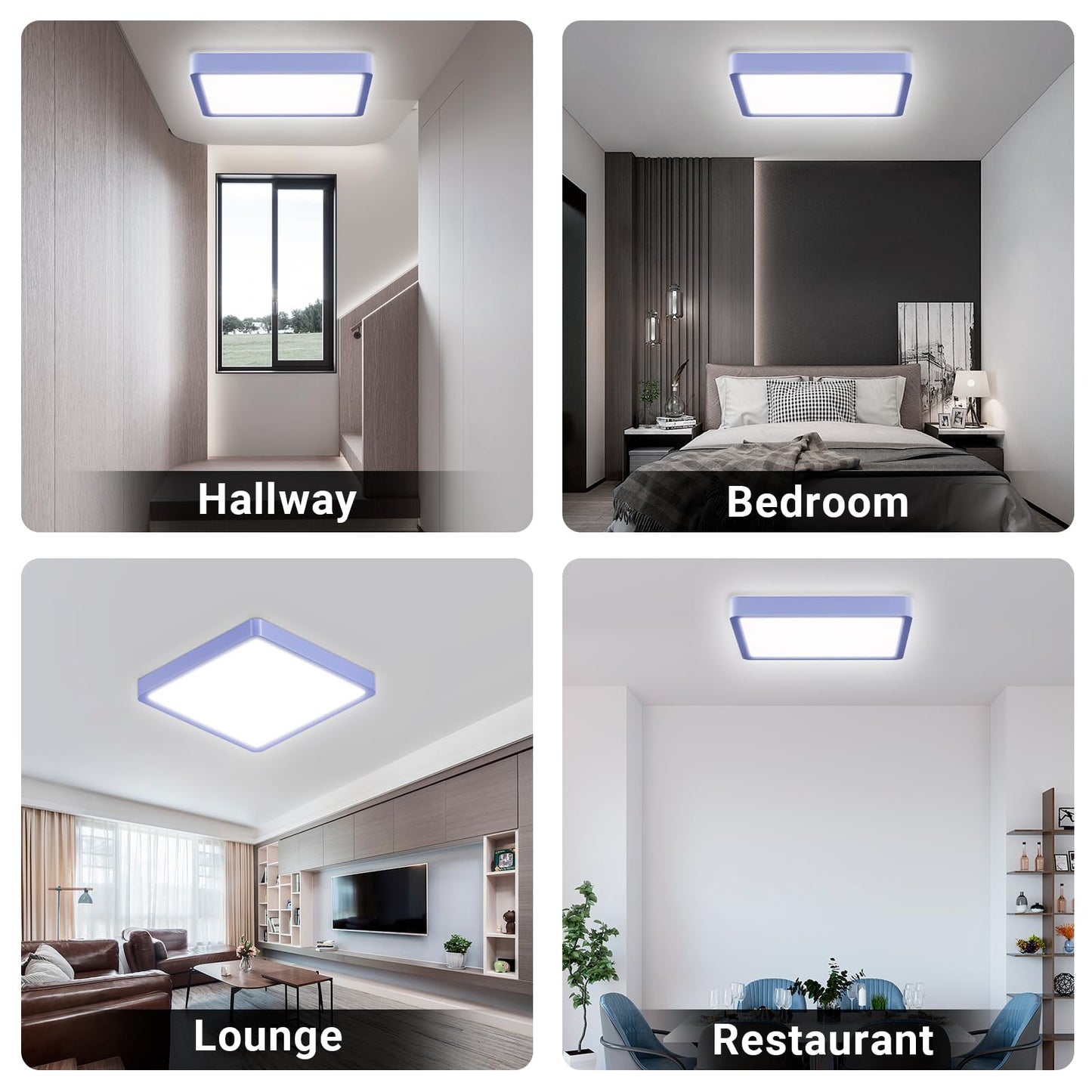 LED-Deckenleuchte mit quadratischem Licht und blauem Rahmen für Flur, Schlafzimmer und Lounge
