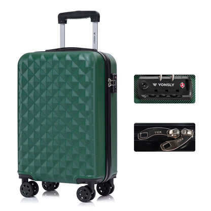 YONSLY® Hartschalenkoffer in Dunkelgrün mit TSA-Schloss, 4 Rollen und Trolleygriff