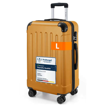 Hartschalen-Trolley-Gepäckkoffer, orange, Größe L, mit Zahlenschloss und 4 Rollen