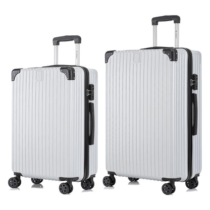 Hartschalen-Reisekoffer-Set in silber, mit Teleskopgriff und 4 Rollen