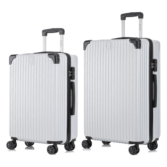 Hartschalen-Reisekoffer-Set in silber, mit Teleskopgriff und 4 Rollen