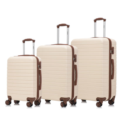 Hartschalen-Kofferset (3 Trolleys) elfenbeinweiß, 4 Rollen, Zahlenschloss, Teleskopgriff