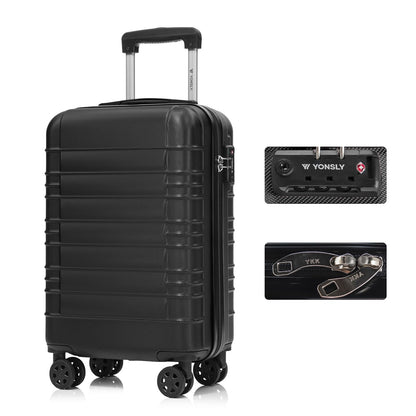 Kabinenkoffer mit Hartschale, TSA-Schloss, 4 Rollen und Trolleygriff, schwarz