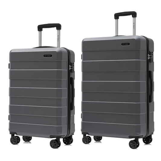 Hartschalen-Reisekoffer-Set mit 4 Rollen, TSA-Schloss und Teleskopgriff, grau.
