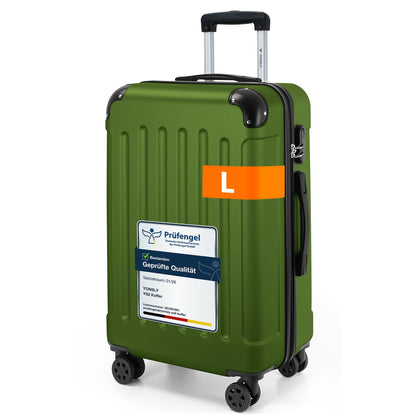 Hartschalen-Trolley-Gepäckkoffer, dunkelgrün, Größe L, mit Zahlenschloss und 4 Rollen