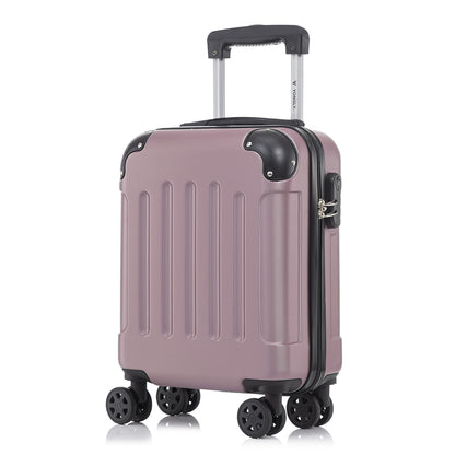 YONSLY® Rollkoffer mit 4 Rollen, rosafarbene ABS-Hartschale und ausziehbarem Trolleygriff