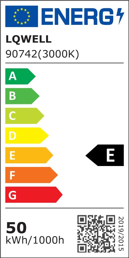 Energieeffizienzlabel LQWELL 90742 (3000K), 50 kWh/1000h, QR-Code
